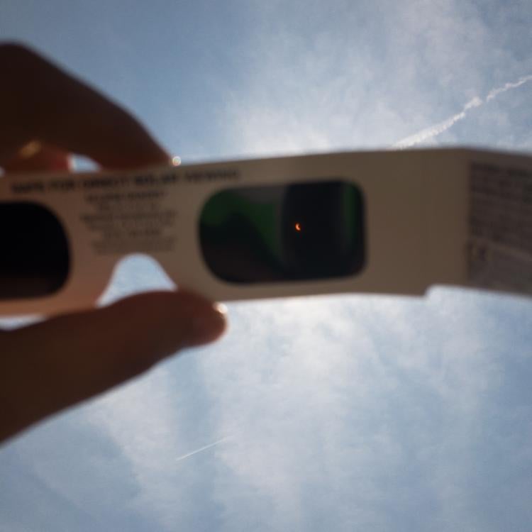 looking through eclipse glasses 