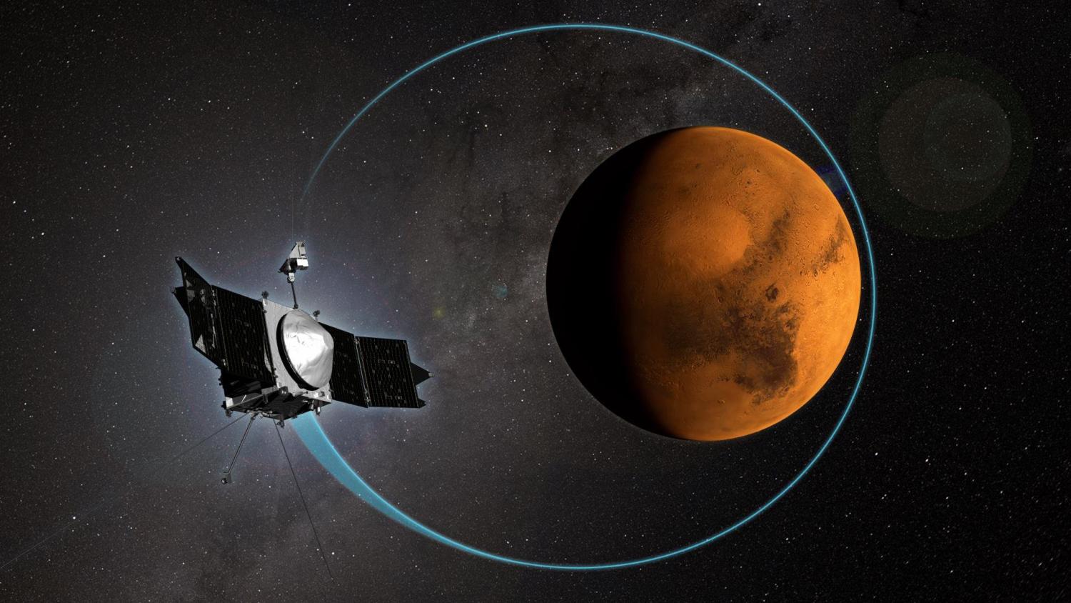 Graphic rendition of MAVEN in space