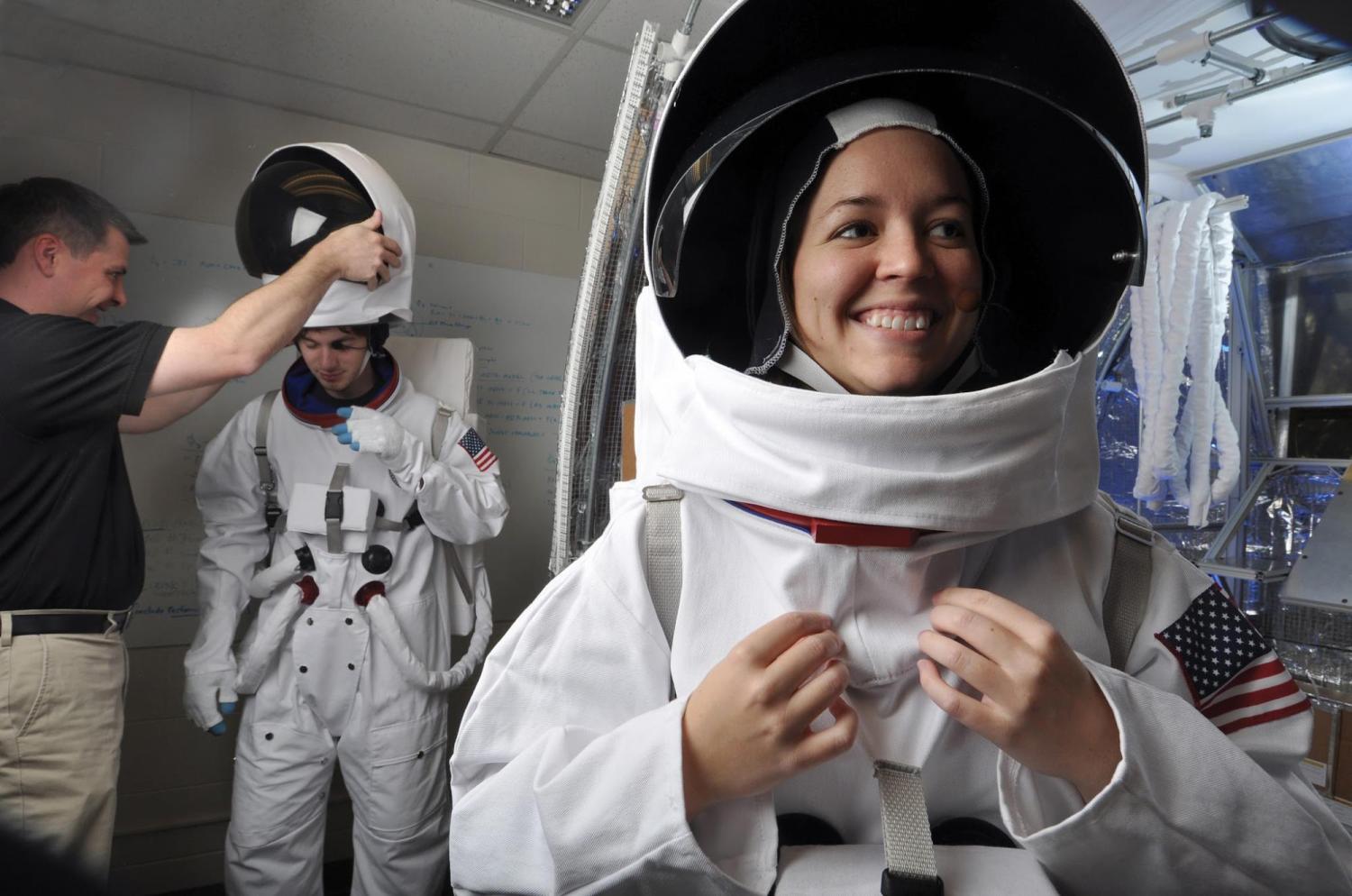 Students in spacesuits