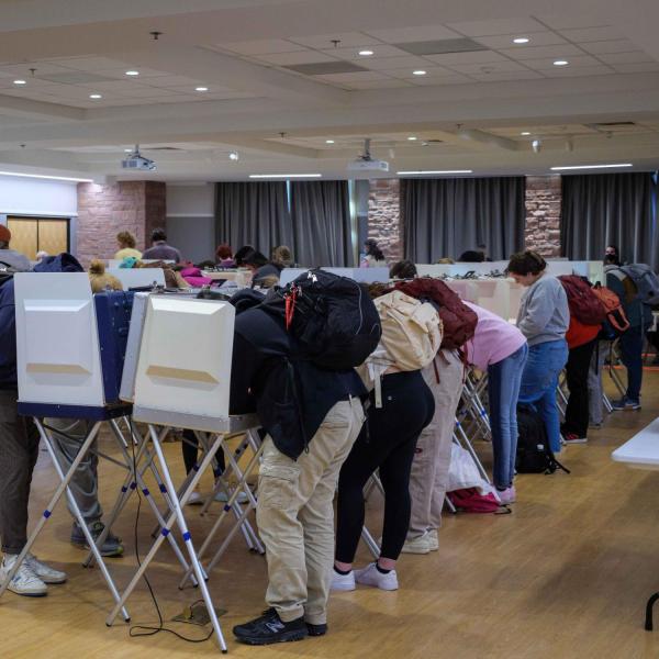Students vote at the UMC polling center