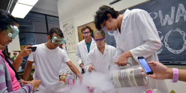 Students and faculty in lab