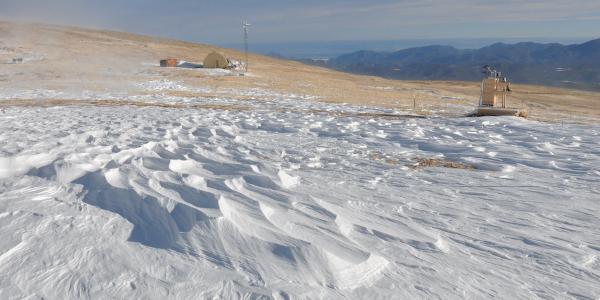 INSTAAR research on snow covered hillside