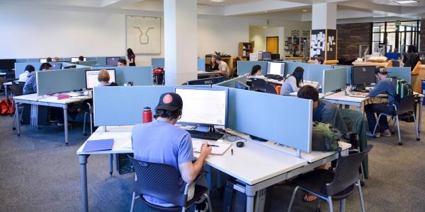 Students studying at the Engineering, Math & Physics Library