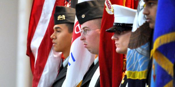 Military honoring veterans day