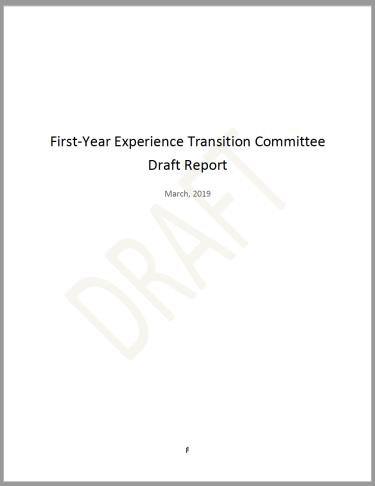 First-Year Experience Transition Committee Draft Report cover