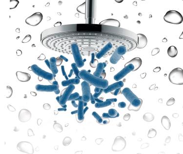Shower head and bacteria graphic