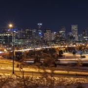 Denver skyline at night