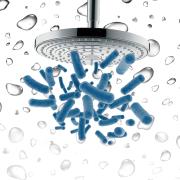 Shower head and bacteria graphic
