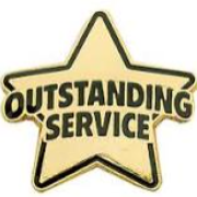 Gold star with outstanding service text
