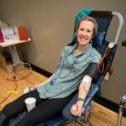 kate in donation chair