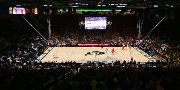 An image of a CU men's basketball game at the CU Events Center
