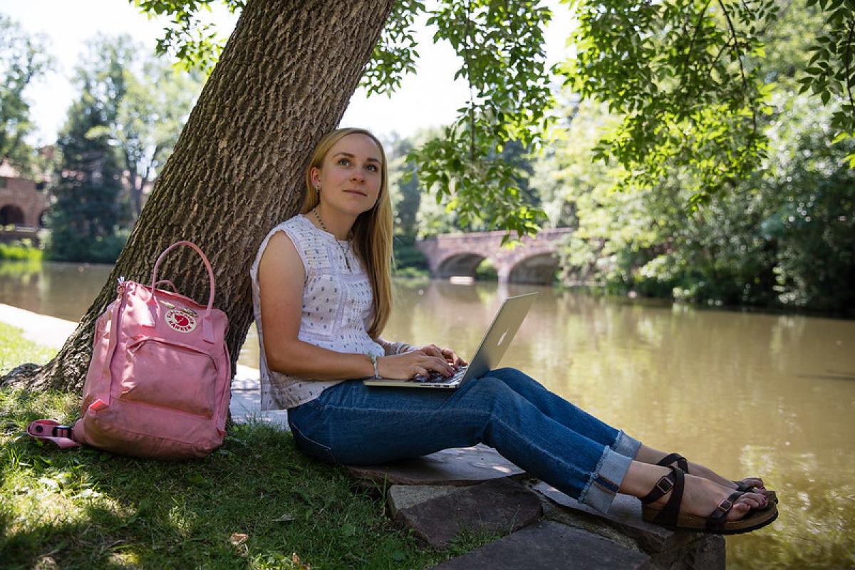 Student under a tree