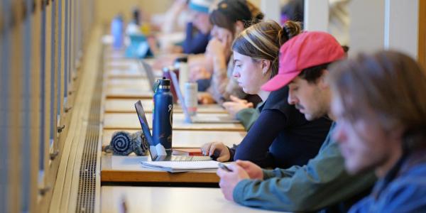 Students studying in a library