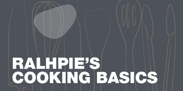 stylized text 'Ralphie's Cooking Basics'