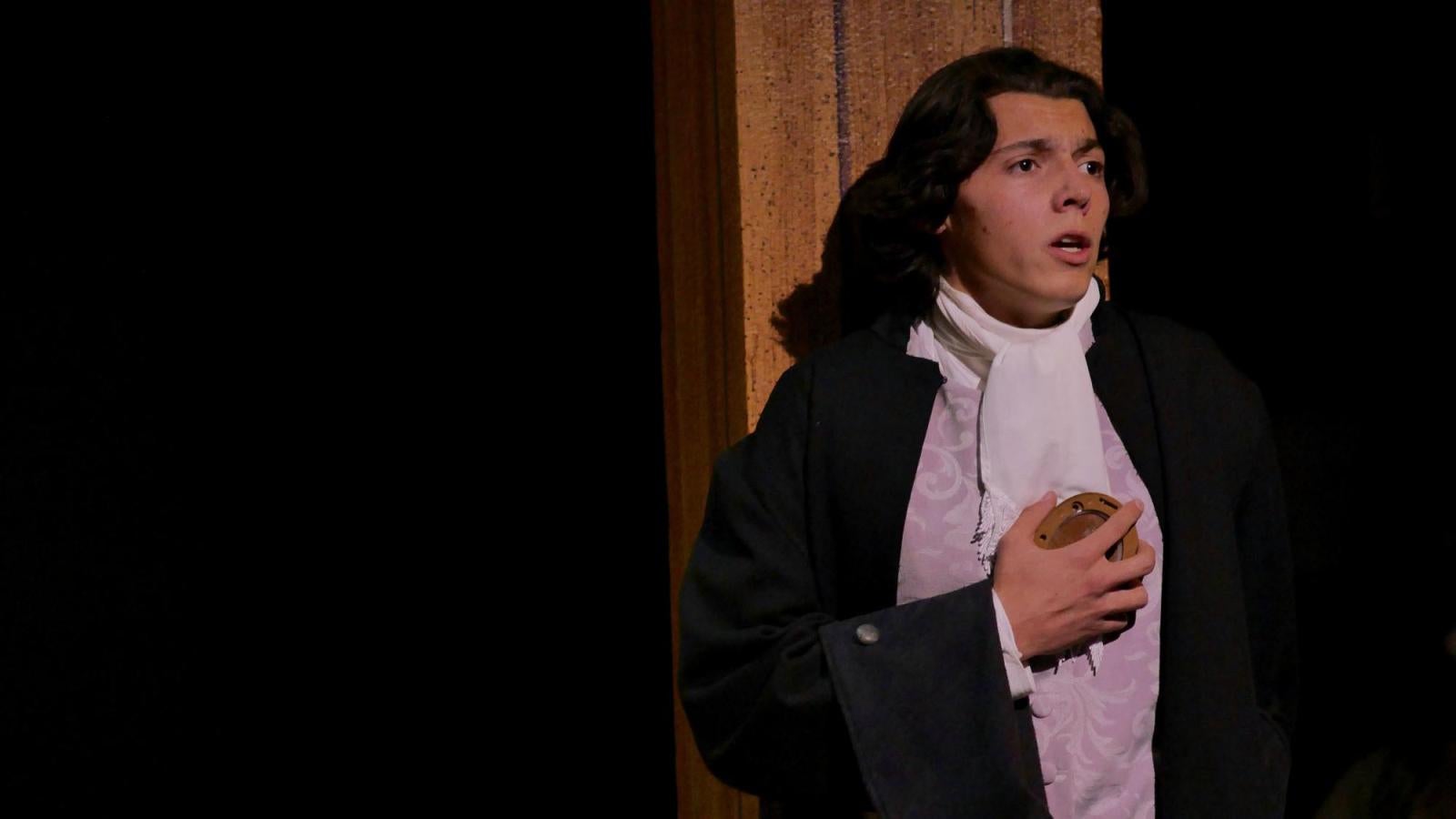 A student actor as Florindo Aretusi, in The Servant of Two Masters
