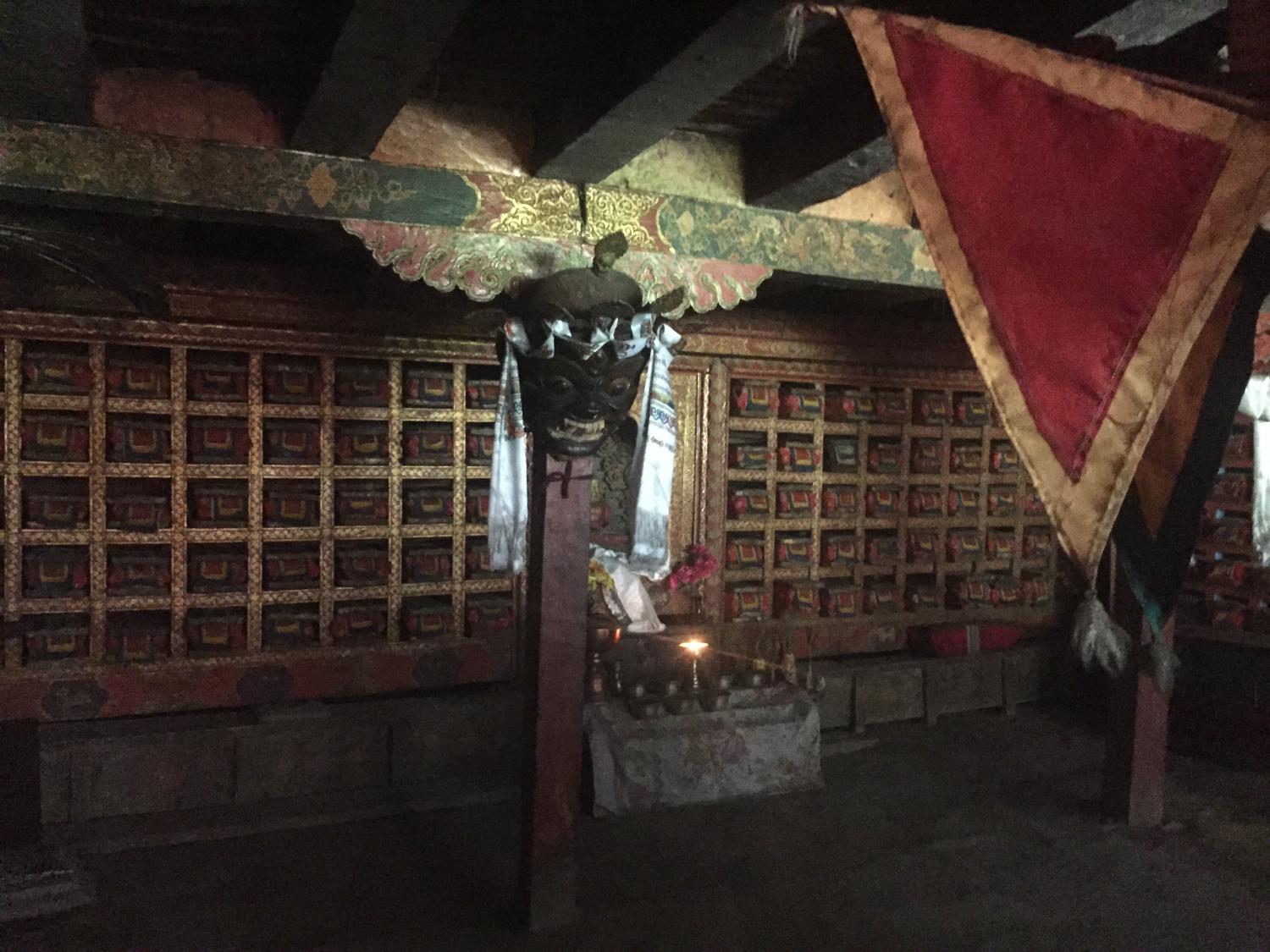 inside a shrine in Rinchenling Monastery