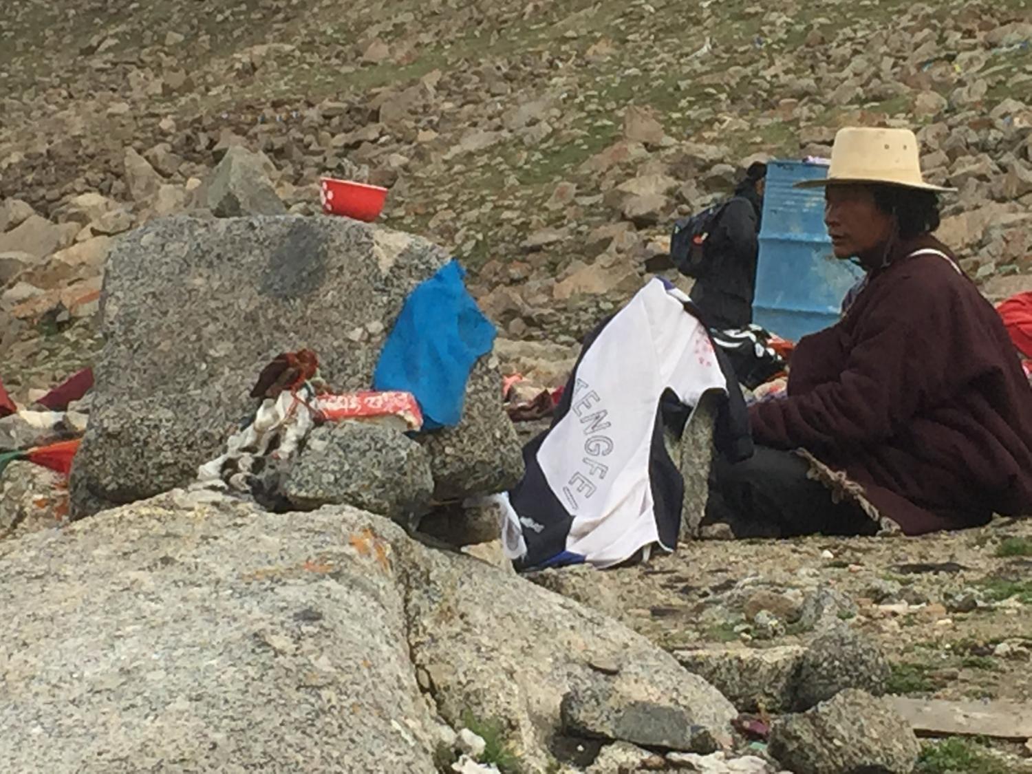 pilgrim at sky burial site