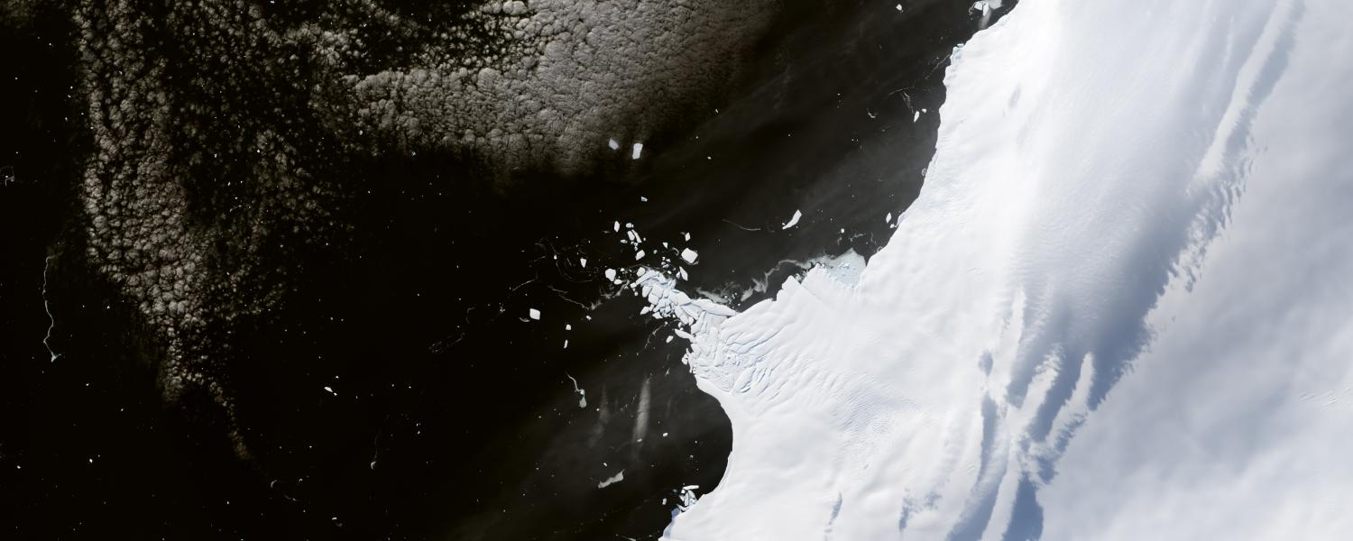 The loss of Antarctic ice as seen in Landsat images.