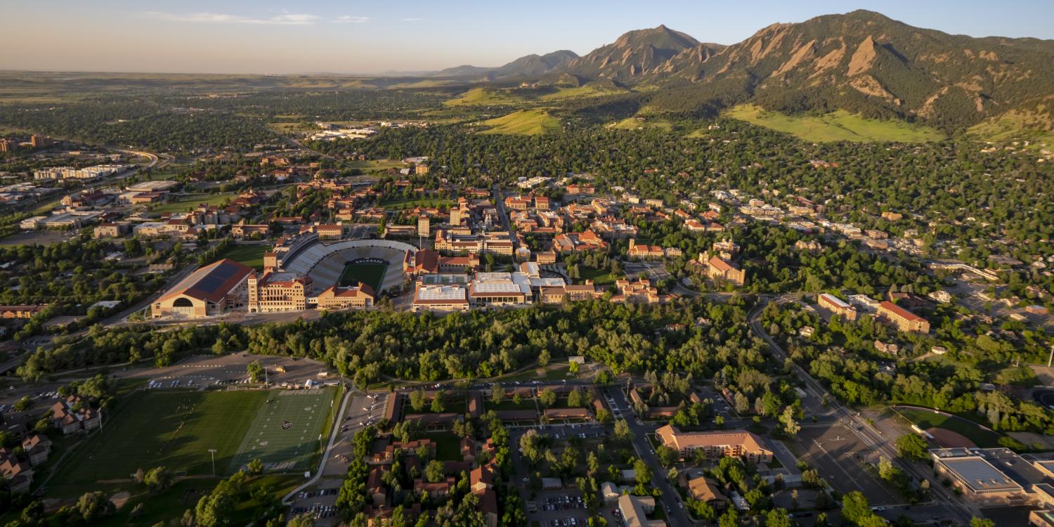 An aerial view of the CU Boulder campus. (Glenn Asakawa/University of Colorado)