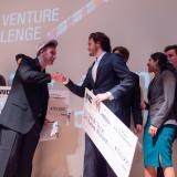 Students receiving prize money at the 2019 New Venture Challenge