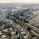 Aerial view of one of the neighborhoods burned by the Marshall Fire.