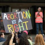 'Abortion is a right' sign at a rally in Pittsburgh