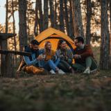 Group of friends camping
