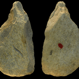Pointed tool made from elephant bones seen from both sides