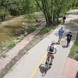 Cyclists and pedestrians using the Boulder Creek Path