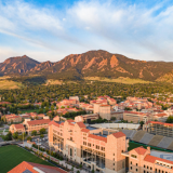 aerial view of Folsom Field and CU Boulder campus