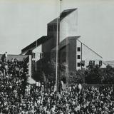 Old black-and-white photo of the engineering building on CU Boulder campus