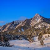 The Boulder Flatirons in winter