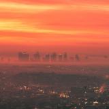 Smog hangs over the LA skyline