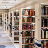 Stock image of library shelves
