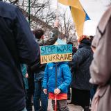 A Kid Protesting against the War in Ukraine