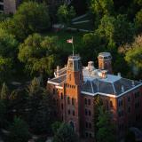 aerial view of Old Main building