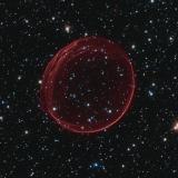 Bubble of expanding gas created by a supernova.