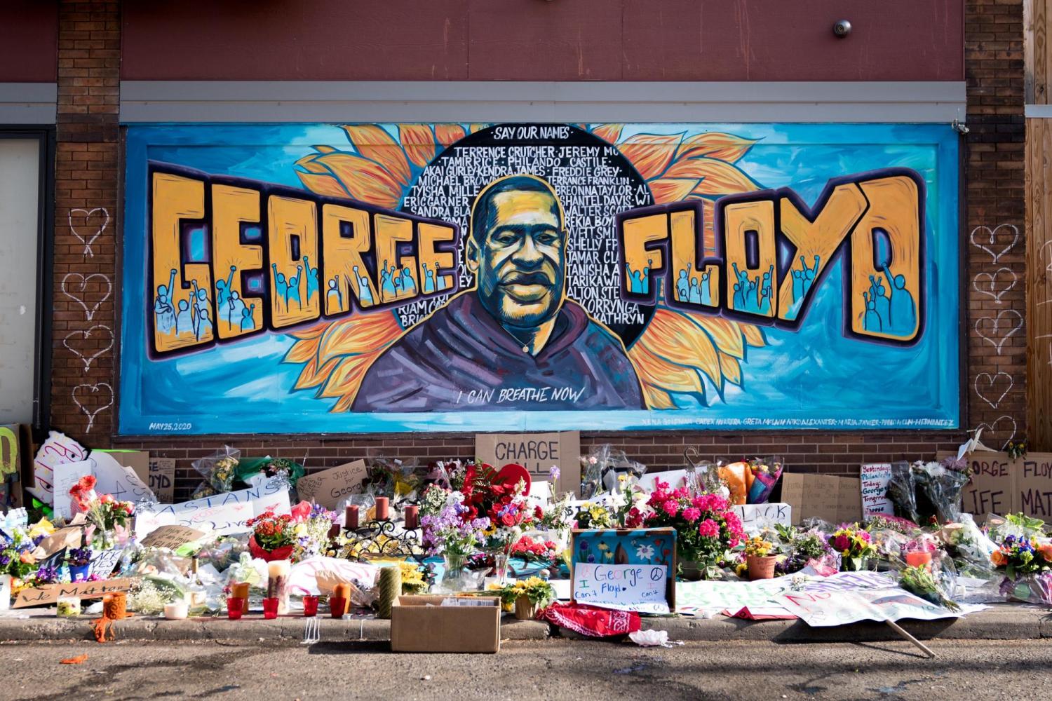 George Floyd mural outside of Cup Foods at Chicago Avenue and E 38th Street in Minneapolis, Minnesota