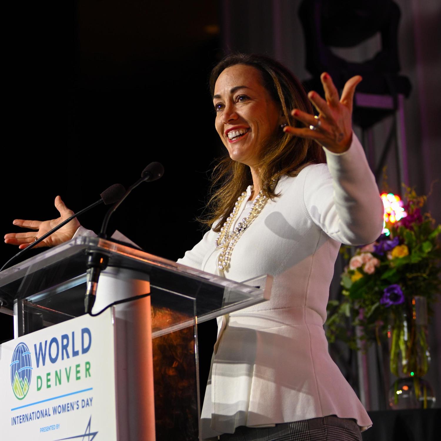 Janine Davidson speaking at the World Denver International Women's Day event