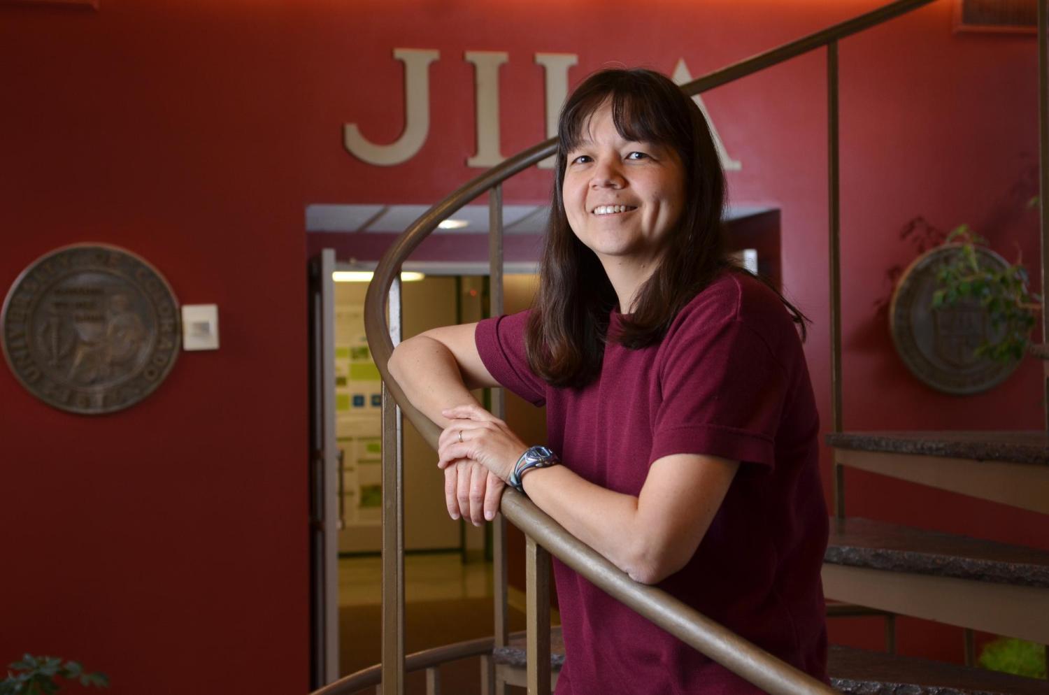 Deborah Jin in the JILA building