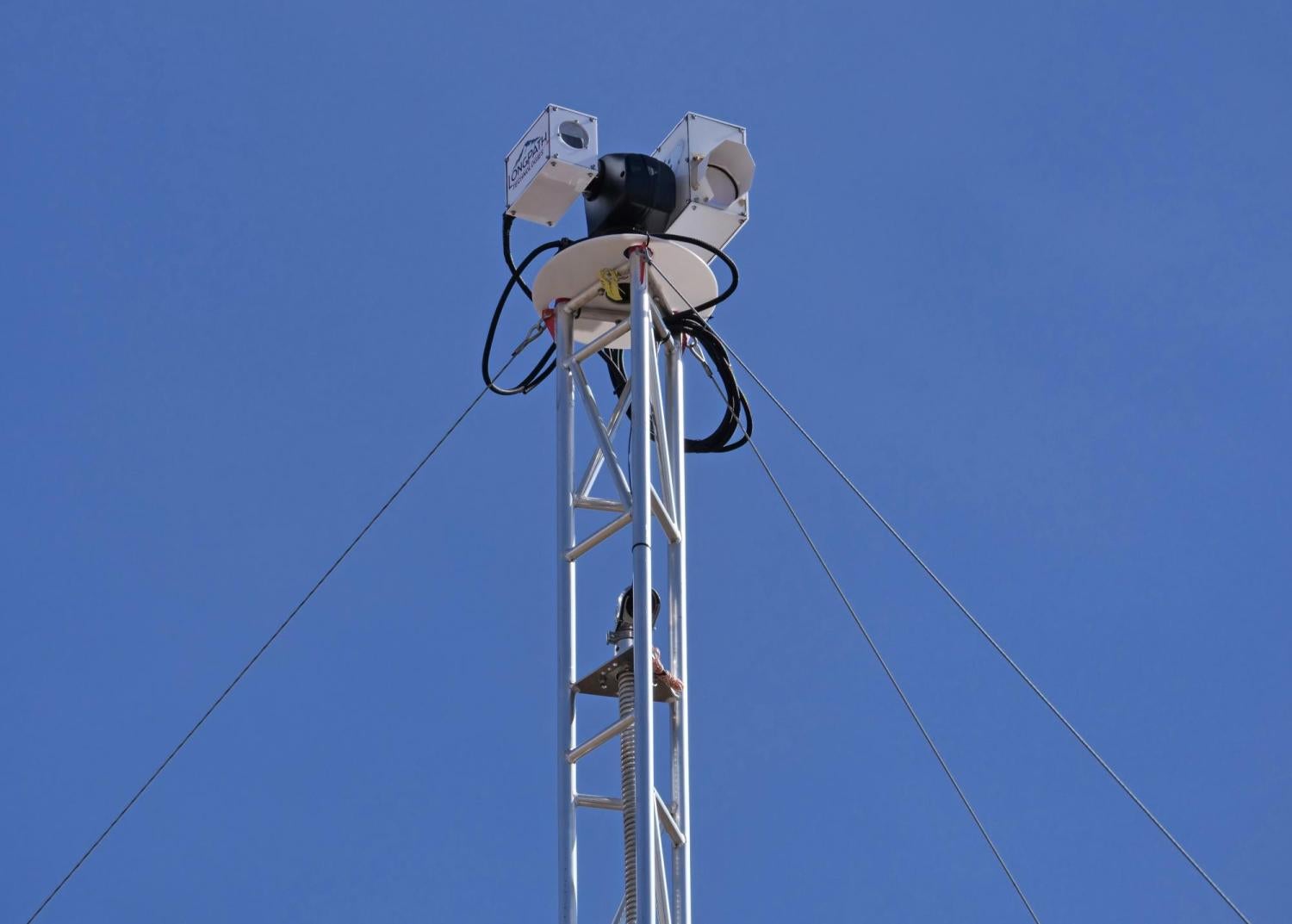 Laser beam on top of a tower