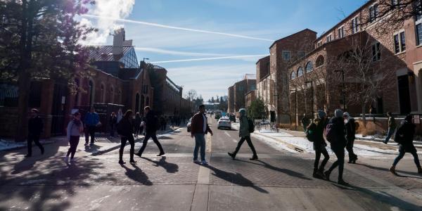 Students fill the campus on the first day back from winter break 2018.