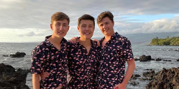 Dom, Phil, and Alex Miceli on the Pacific Ocean in Hawaii