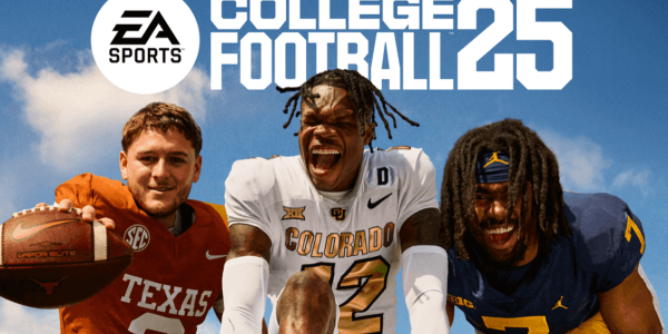 cover of EA Sports' College Football 25, featuring CU's Travis Hunter in the center