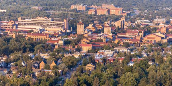 aerial view of CU Boulder