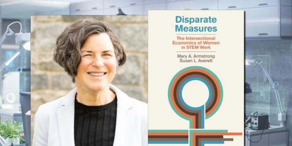 Author Susan Averett and her book cover 'Disparate Measures'
