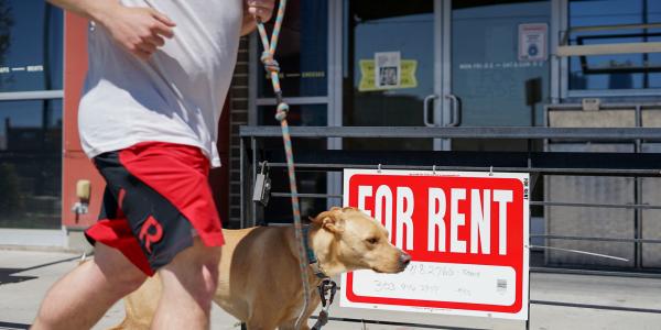 A Denver business location displays a 'For Rent' sign.