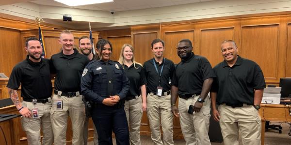 CUPD cadets with newly sworn Officer Bianca Sipres in June 2022