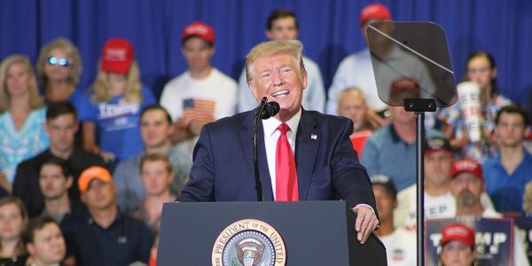 President Donald Trump speaks at a rally in North Carolina