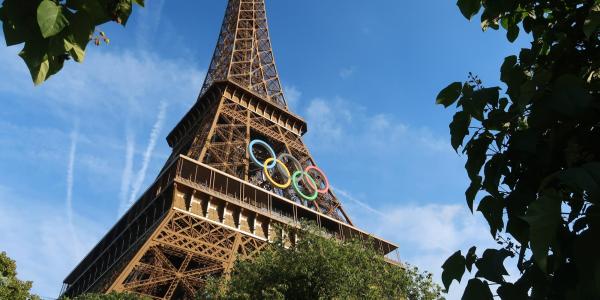 Olympic rings on the Eiffel Tower